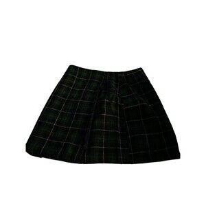 35th & 10th Womens Sz M Mini Button Skirt Green Plaid Flannel Flat Front